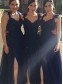 Navy Blue Lace Appliques Chiffon Long Bridesmaid Dresses Prom Evening Gowns 99602198