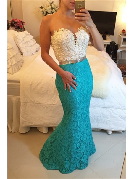 Blue White Lace Long Mermaid Prom Dresses Evening Gowns 99602202 Blue White Lace Long Mermaid Prom Dresses Evening Gowns 99602202
