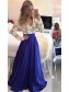 Royal Blue White Long Sleeves Prom Dresses Evening Gowns 99602203