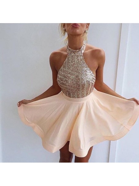 Halter Sequins Short Backless Homecoming Cocktail Prom Dresses Evening Gowns 99602204 Halter Sequins Short Backless Homecoming Cocktail Prom Dresses Evening Gowns 99602204
