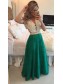 A-Line Short Sleeves Lace Chiffon Royal Blue White Long Prom Dresses Evening Gowns 99602206