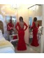 Red Long Sleeves Lace Mermaid Prom Dresses Evening Gowns 99602207 Red Long Sleeves Lace Mermaid Prom Dresses Evening Gowns 99602207