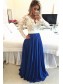 Royal Blue White Lace Chiffon Long Sleeves Prom Dresses Evening Gowns 99602208 Royal Blue White Lace Chiffon Long Sleeves Prom Dresses Evening Gowns 99602208