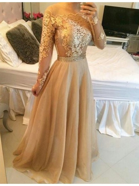Long Sleeves Off-the-Shoulder Lace Chiffon Prom Dresses Evening Gowns 99602209 Long Sleeves Off-the-Shoulder Lace Chiffon Prom Dresses Evening Gowns 99602209