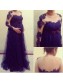 Long Sleeves Purple Lace Maternity Dresses Evening Gowns 99602216