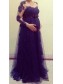 Long Sleeves Purple Lace Maternity Dresses Evening Gowns 99602216