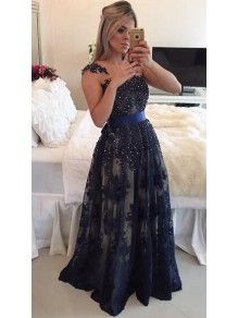 Elegant Beaded Lace Appliques Long Prom Dresses Evening Gowns 99602217