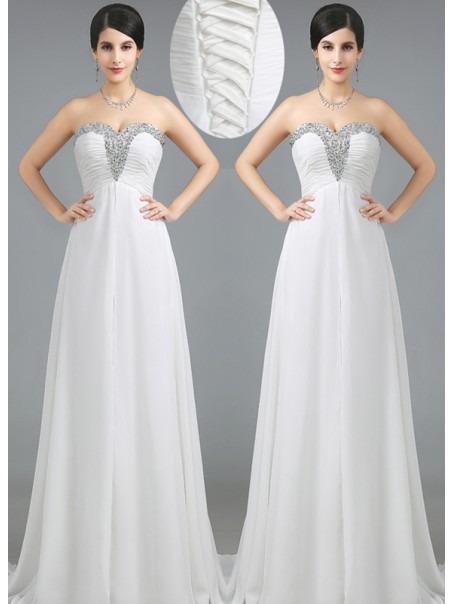 A-Line Sweetheart Beaded Long White Prom Dresses Evening Gowns 99602230 A-Line Sweetheart Beaded Long White Prom Dresses Evening Gowns 99602230