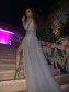 Grey Lace Long Sleeves Off-the-Shoulder Split Long Prom Dresses Evening Gowns 99602235 Grey Lace Long Sleeves Off-the-Shoulder Split Long Prom Dresses Evening Gowns 99602235