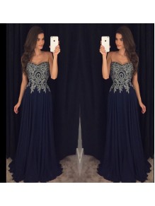 Sweetheart Neck Black Chiffon Prom Dresses Silver Lace Appliqued Bodice Prom Dresses Evening Gowns 99602238