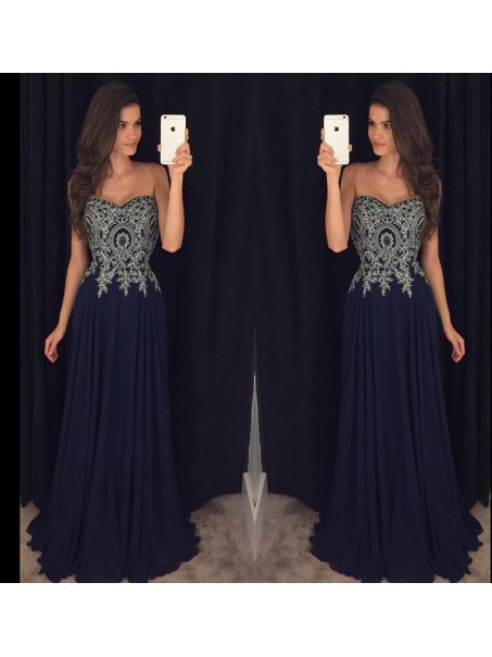 Sweetheart Neck Black Chiffon Prom Dresses Silver Lace Appliqued Bodice Prom Dresses Evening Gowns 99602238