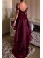 High Low Burgundy Off-the-Shoulder Lace Prom Dresses Party Evening Gowns 99602243