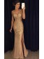 Mermaid  V-Neck Gold Sequins Beads Long Prom Dresses Party Evening Gowns 99602249