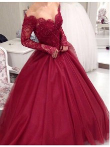 Long Sleeve Burgundy Off-the-Shoulder Lace Prom Dresses Party Evening Gowns 99602264 Long Sleeve Burgundy Off-the-Shoulder Lace Prom Dresses Party Evening Gowns 99602264