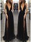 Sexy Long Black V-Neck Prom Dresses Party Evening Gowns 99602267 Sexy Long Black V-Neck Prom Dresses Party Evening Gowns 99602267