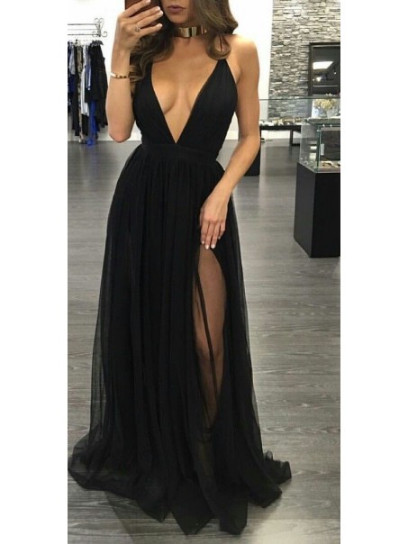 Sexy Long Black V-Neck Prom Dresses Party Evening Gowns 99602267 Sexy Long Black V-Neck Prom Dresses Party Evening Gowns 99602267