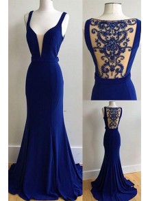 Mermaid Long Blue Prom Dresses Party Evening Gowns 99602271