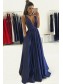 Long Blue Low V-Neck Prom Dresses Party Evening Gowns 99602274