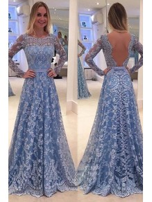 A-Line Long Sleeves Lace Prom Dresses Party Evening Gowns 99602278 A-Line Long Sleeves Lace Prom Dresses Party Evening Gowns 99602278