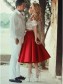 Two Pieces Off-the-Shoulder Lace Satin Prom Dresses Party Evening Gowns 99602279