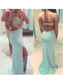 Long Blue Lace Chiffon Prom Dresses Party Evening Gowns 99602282