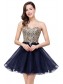 A-Line Sweetheart Gold Lace Appliques Short Prom Dresses Party Evening Gowns 99602284