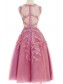 A-Line Illusion Neckline Lace Short Prom Dresses Party Evening Gowns 99602286 A-Line Illusion Neckline Lace Short Prom Dresses Party Evening Gowns 99602286