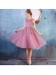 A-Line Illusion Neckline Lace Short Prom Dresses Party Evening Gowns 99602286 A-Line Illusion Neckline Lace Short Prom Dresses Party Evening Gowns 99602286