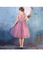 A-Line Illusion Neckline Lace Short Prom Dresses Party Evening Gowns 99602286 A-Line Illusion Neckline Lace Short Prom Dresses Party Evening Gowns 99602286