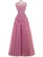 A-Line Illusion Neckline Lace Long Prom Dresses Party Evening Gowns 99602287