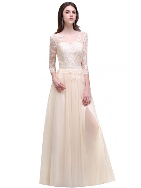 A-Line 3/4 Length Sleeve Lace Prom Dresses Party Evening Gowns 99602289