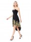 High Low Sweetheart Short Black Gold Lace Appliques Prom Dresses Party Evening Gowns 99602291