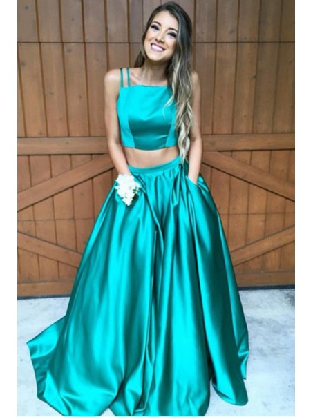 A-Line Two Pieces Green Prom Dresses Party Evening Gowns 99602295 A-Line Two Pieces Green Prom Dresses Party Evening Gowns 99602295