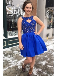 Short Blue Lace Prom Dresses Party Evening Gowns 99602300