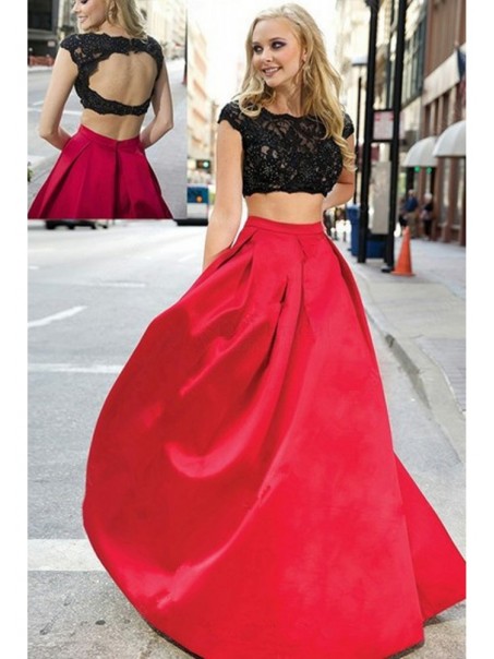 Two Pieces Black Lace Red Prom Dresses Party Evening Gowns 99602305 Two Pieces Black Lace Red Prom Dresses Party Evening Gowns 99602305