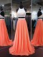 Orange Two Pieces Beaded Hatler Chiffon Prom Dresses Party Evening Gowns 99602311