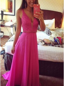 A-Line V-Neck Beaded Long Chiffon Prom Dresses Party Evening Gowns 99602313 A-Line V-Neck Beaded Long Chiffon Prom Dresses Party Evening Gowns 99602313