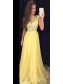 Long Yellow Illusion Bodice Lace and Chiffon Prom Dresses Party Evening Gowns 99602335 Long Yellow Illusion Bodice Lace and Chiffon Prom Dresses Party Evening Gowns 99602335