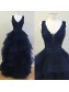 Long Navy V-Neck Lace Prom Dresses Party Evening Gowns 99602338