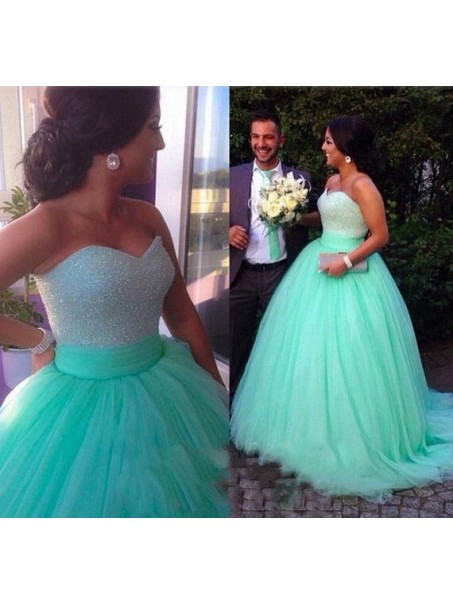 Ball Gown Sweetheart Mint Tulle Prom Dresses Party Evening Gowns 99602341