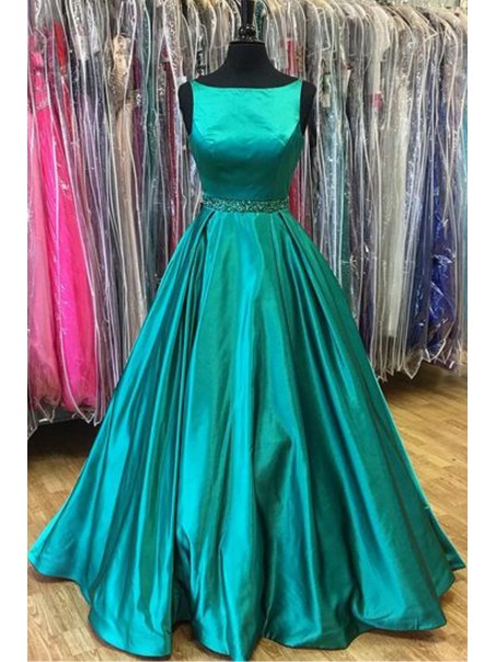 A-Line Long Green Beaded Long Prom Dresses Party Evening Gowns 99602342