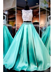 A-Line Two Pieces Keyhole Back Beaded Lace Satin Prom Dresses Party Evening Gowns 99602345 A-Line Two Pieces Keyhole Back Beaded Lace Satin Prom Dresses Party Evening Gowns 99602345