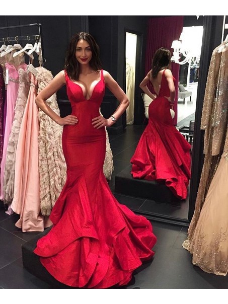 Sexy Mermaid Long Red Prom Dresses Party Evening Gowns 99602351