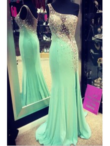 Mermaid One-Shoulder Beaded Long Prom Dresses Party Evening Gowns 99602357 Mermaid One-Shoulder Beaded Long Prom Dresses Party Evening Gowns 99602357