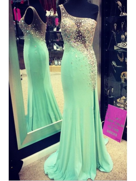 Mermaid One-Shoulder Beaded Long Prom Dresses Party Evening Gowns 99602357 Mermaid One-Shoulder Beaded Long Prom Dresses Party Evening Gowns 99602357
