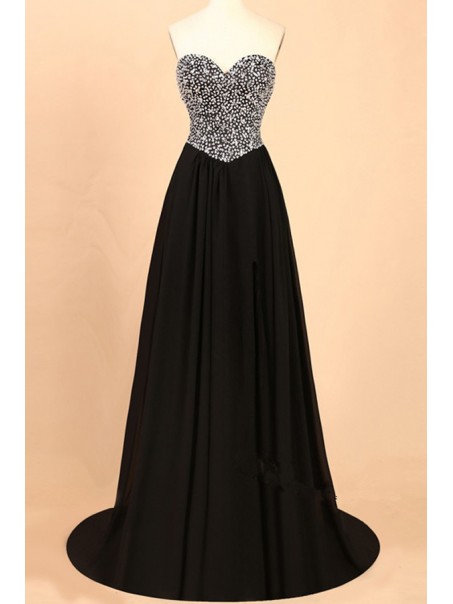 A-Line Sweetheart Beaded Long Black Prom Dresses Party Evening Gowns 99602359 A-Line Sweetheart Beaded Long Black Prom Dresses Party Evening Gowns 99602359