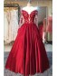 Long Red Long Sleeves Lace Satin Off-the-Shoulder Prom Dresses Party Evening Gowns 99602362 Long Red Long Sleeves Lace Satin Off-the-Shoulder Prom Dresses Party Evening Gowns 99602362