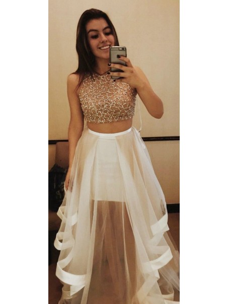 Two Pieces Beaded Sequins Prom Dresses Party Evening Gowns 99602364 Two Pieces Beaded Sequins Prom Dresses Party Evening Gowns 99602364