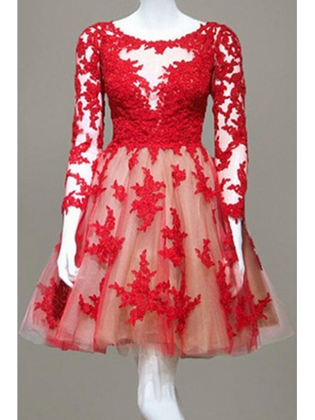 Long Sleeves Lace Red Short Homecoming Cocktail Prom Dresses 99602366 Long Sleeves Lace Red Short Homecoming Cocktail Prom Dresses 99602366