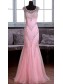 Long Pink Beaded Mermaid Lace Tulle Prom Dresses Party Evening Gowns 99602370